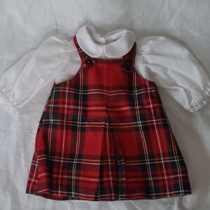Red Plaid Jumper and White Blouse for 18" Doll (American Girl, Our Generation)